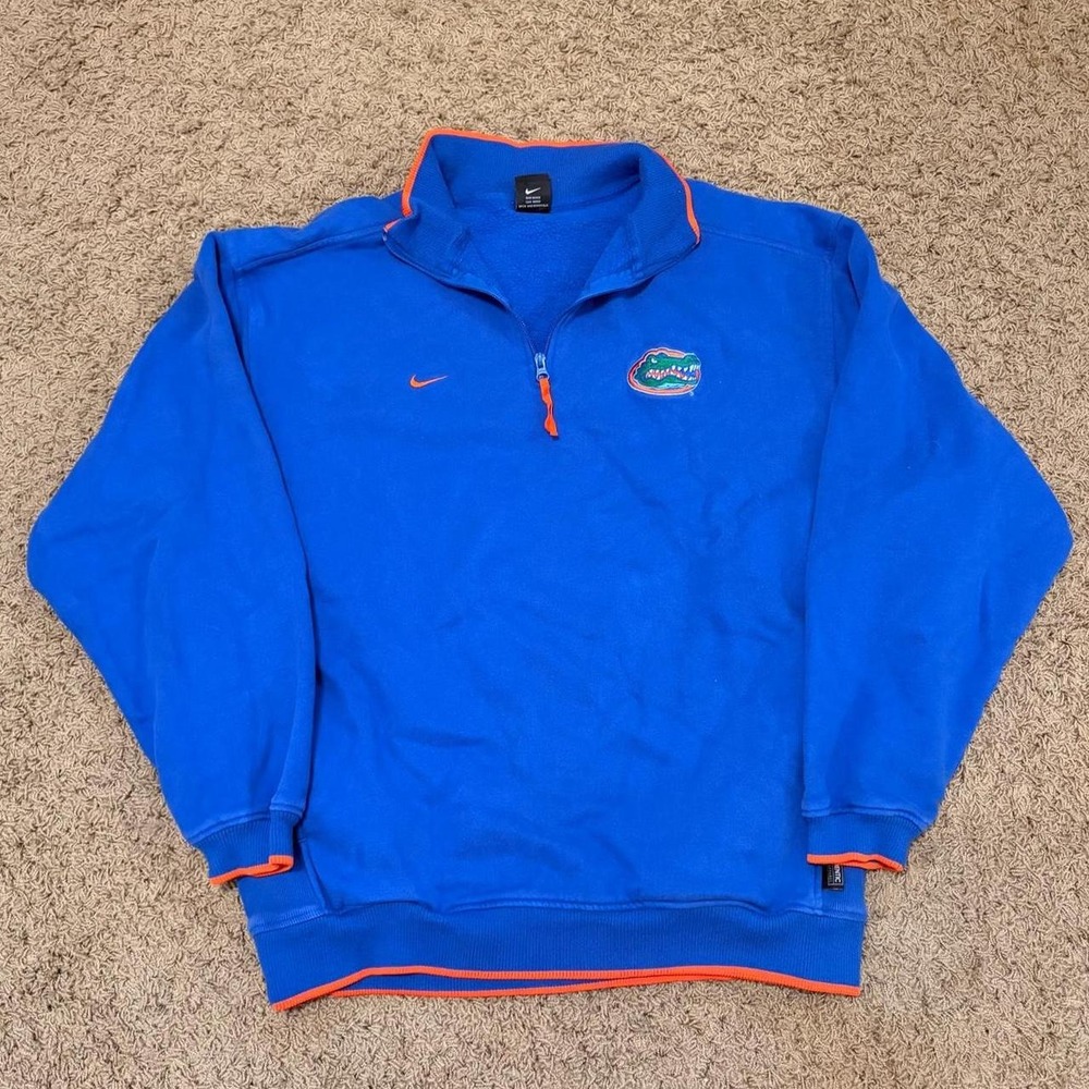 Nike Florida Gators Mens XL Blue Quarter Zip Pullover Orange Trim Sweatshirt